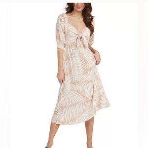 Roxy Cream and Tan Patterned Midi Dress